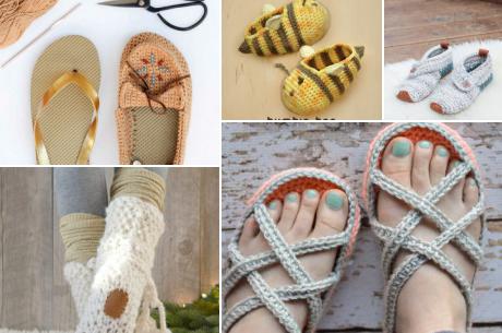 室内履きやお出かけの時に使える！編み物で作った靴！